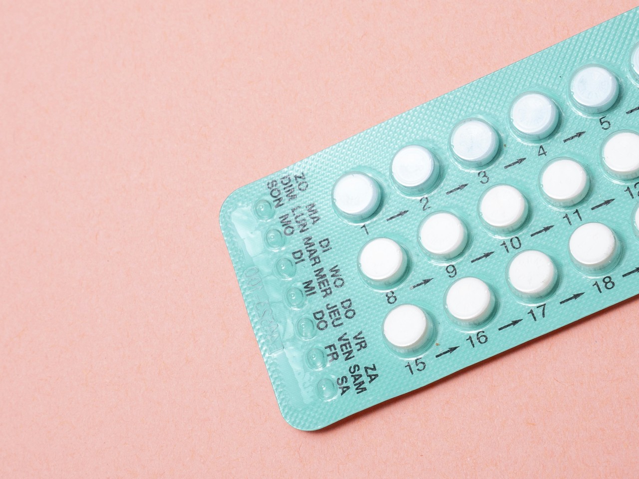 A blister pack containing contraceptive pills.