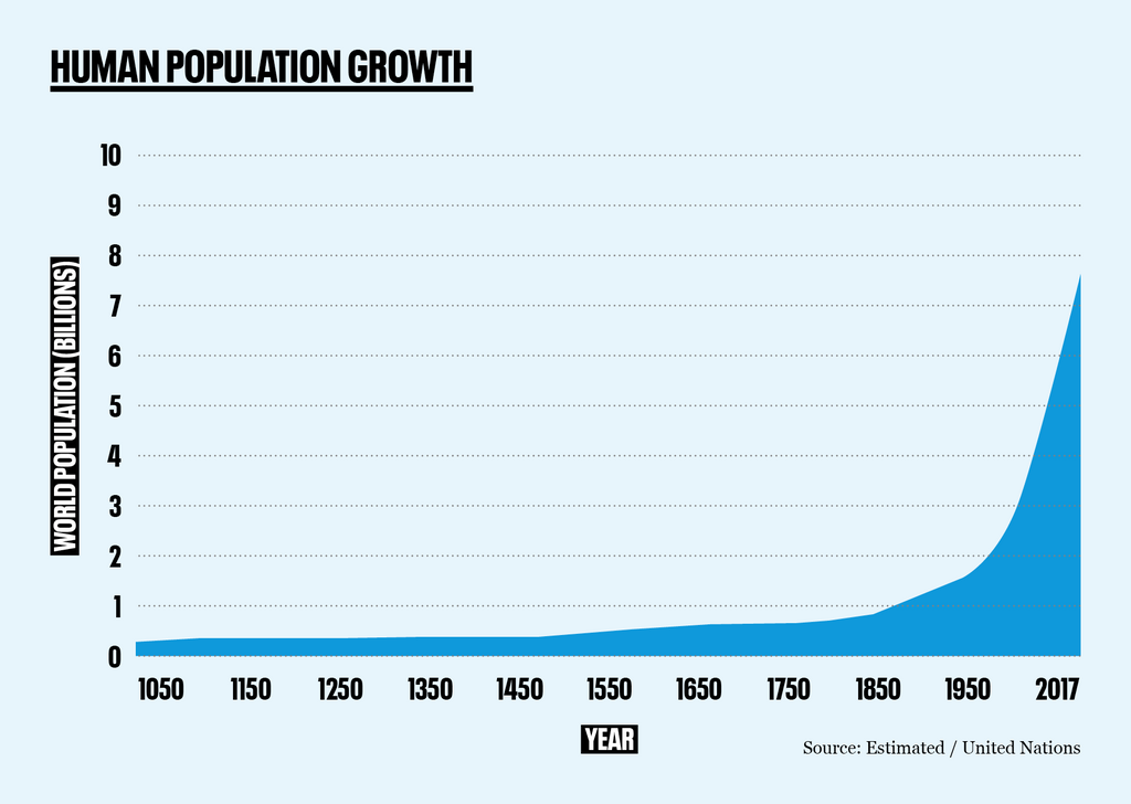 Graph of human population growth since 1050