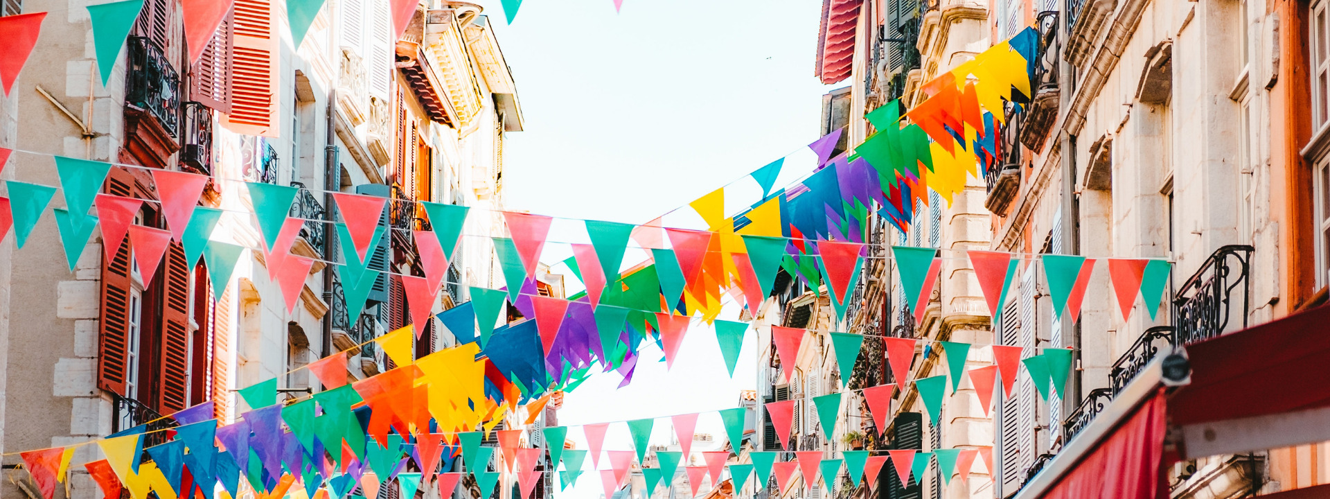 Colourful street bunting banner