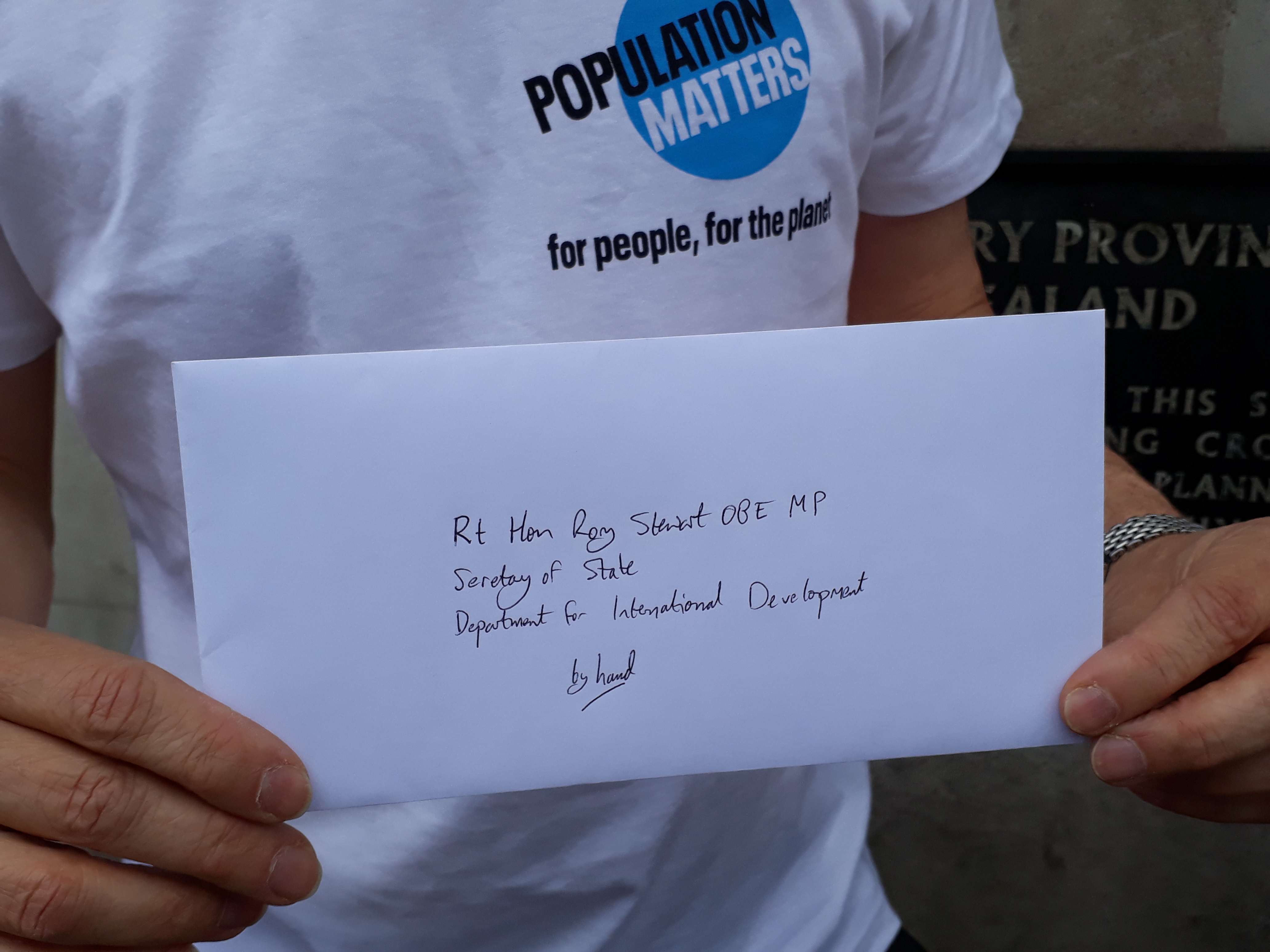 Letter to Rory Stewart World Population Day 2019