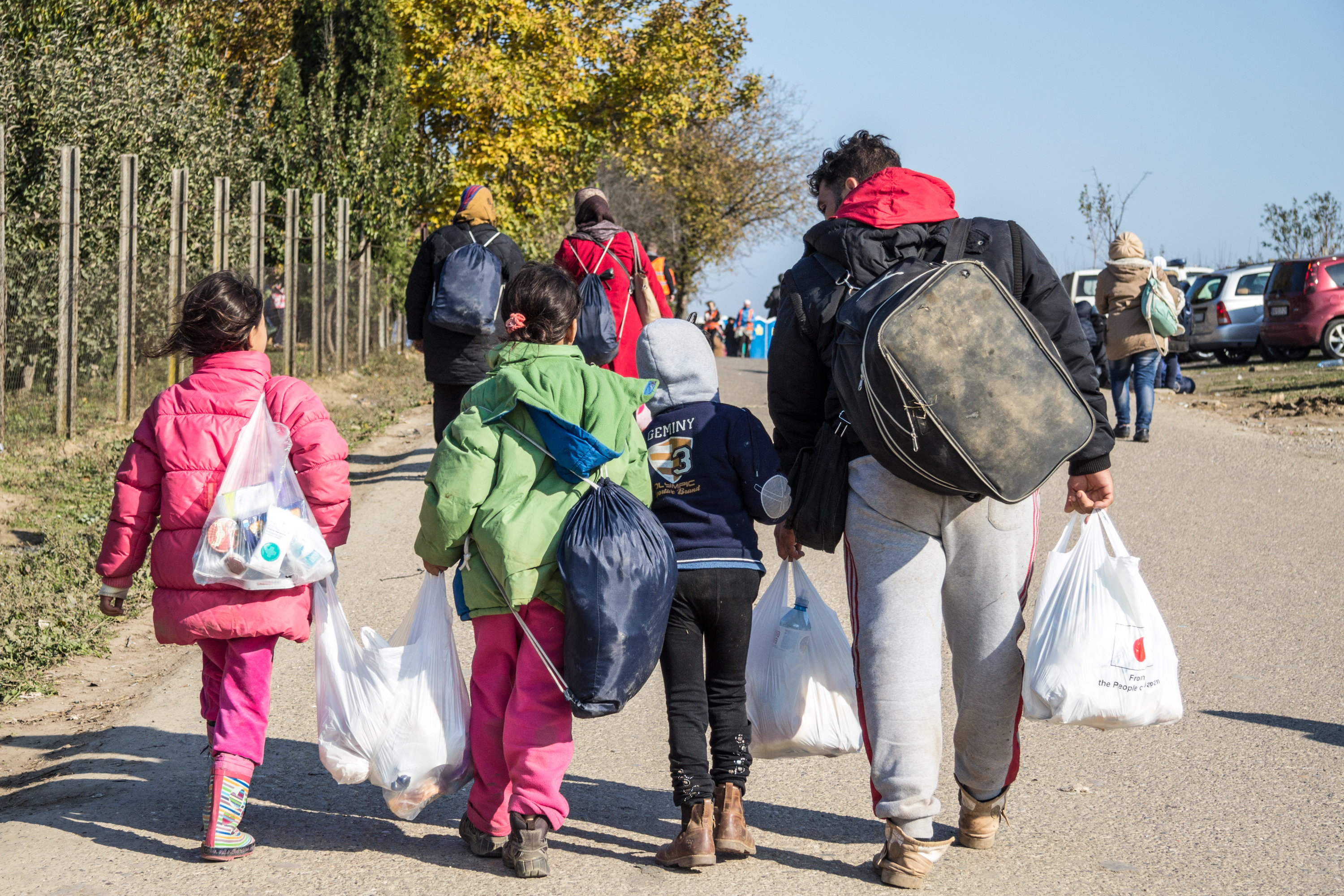 Family of migrants in Serbia