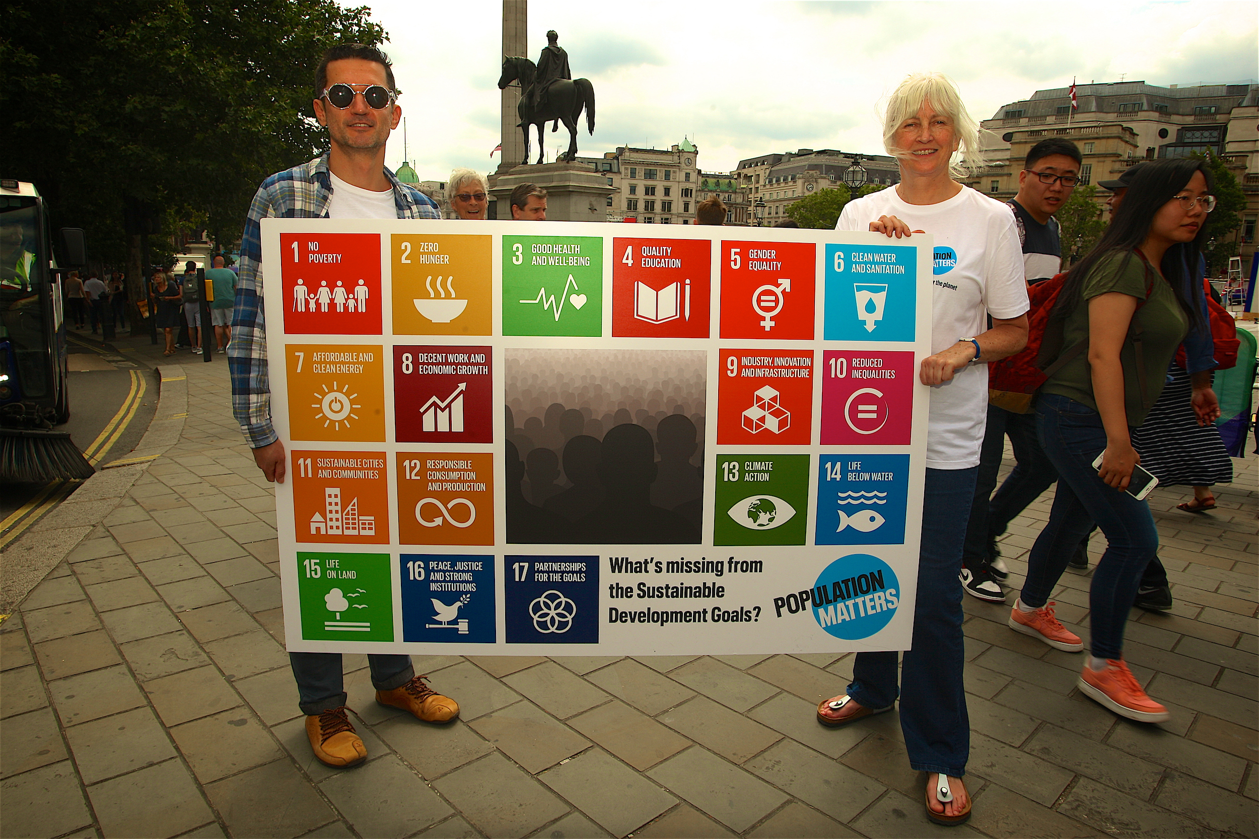 Population Matters activists at Trafalar Square