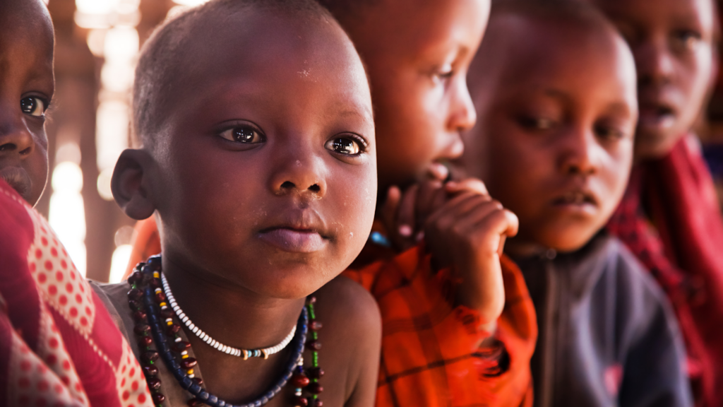 Children in school in Tanzania, menstrual health