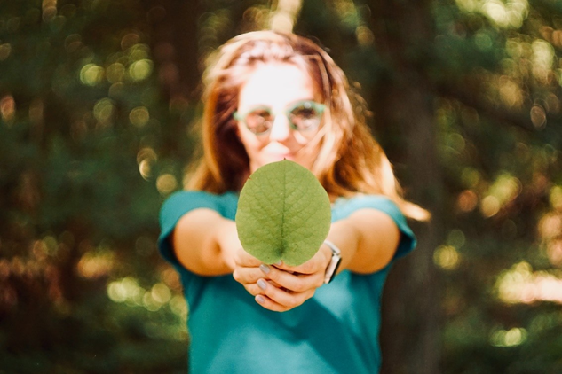 Woman and leaf